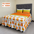 Set Cubrecama Twill 3 Piezas Flores Naranja