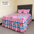 Set Cubrecama Twill Doble Vuelo Rosa con Franja Turquesa + 1 Cojín