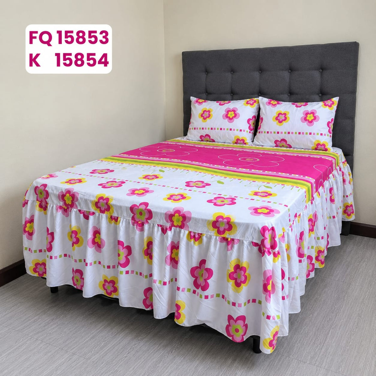 Set Cubrecama Twill 3 Piezas Flores Fucsia